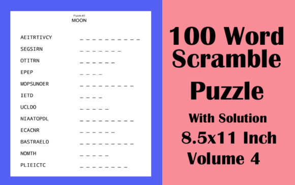100 Word Scramble Puzzle 8.5x11 Volume 4: A Complete KDP Interior Solution for Publishers