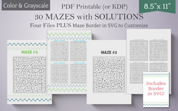 30 Mazes for Activity Books: Design Assets