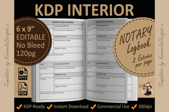 6x9 Notary Public Logbook Template for KDP