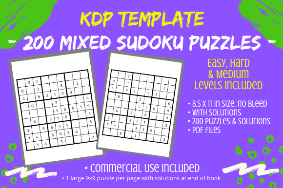 Creating Unique Activity Books with a 200 Mixed Level Sudoku Puzzle Template for KDP