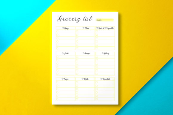 Grocery List, PDF Yellow: Strategic Planning for Print and Personal Organization