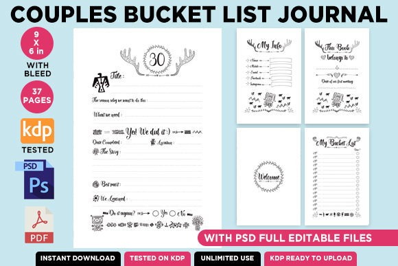 KDP Couples Bucket List Journal Interior Guide