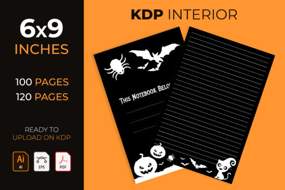Lined Journal with Halloween Decorations for KDP