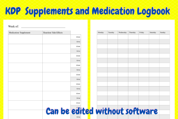 Supplements and Medication Log KDP: A Customizable Tracker